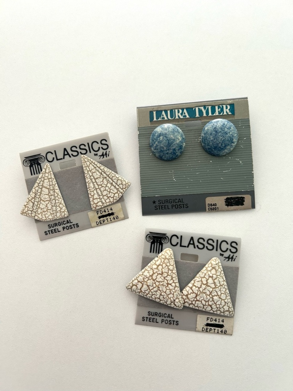 NEW Set of 3 VINTAGE 80’s 90’s Statement Stud Earrings